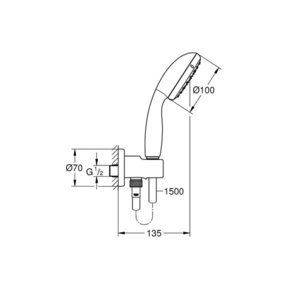 GROHE Tempesta 100 2F Askılı El Duşu - Görsel 3