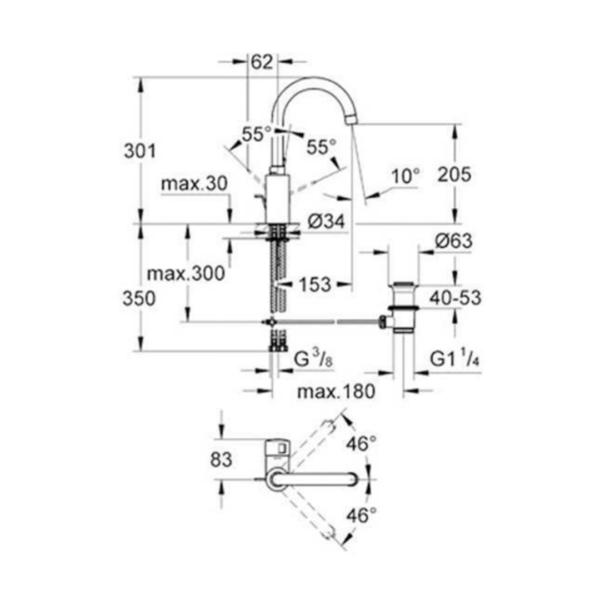 GROHE Eurosmart Cosmopolitan Lavabo Bataryası - Görsel 3