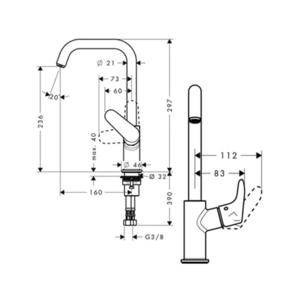 HANSGROHE Focus 240 Döner Borulu Lavabo Bataryası - Görsel 3